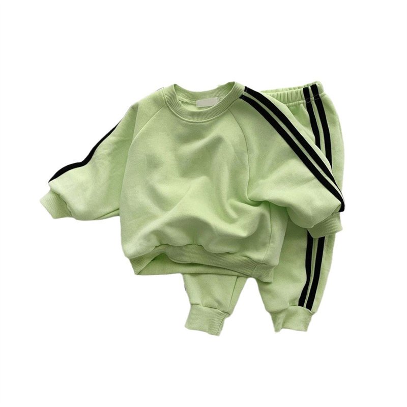 new baby clothing for fall 2024 sports long sleeve pullover striped cotton boys clothing sets 1-2 years