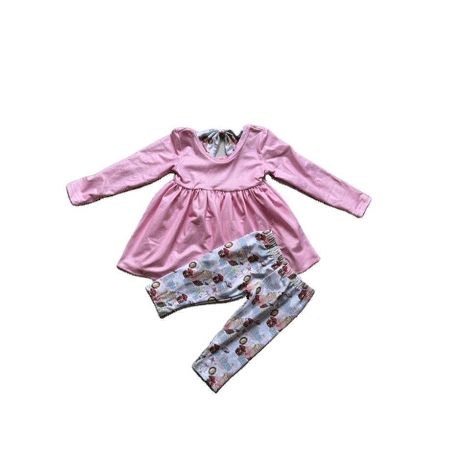 Hot Sale Baby Girls Floral Pattern Clothing Set Short Sleeve Peplum Shirts Match Solid Bummies Kids Outfits