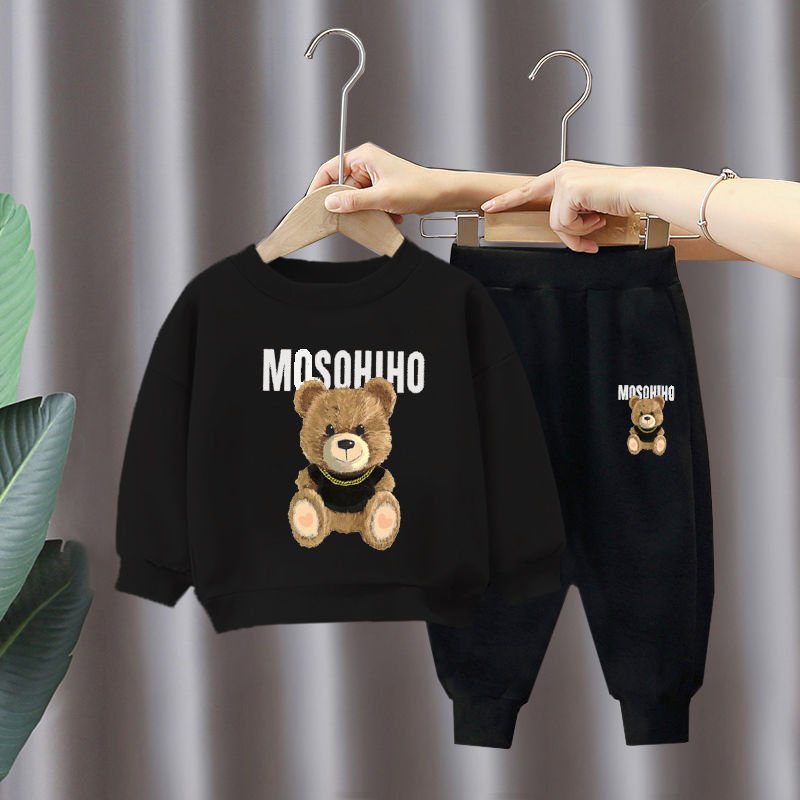 Children's Clothing Autumn Winter Colorful Boys Girls 2Pc Kids Clothes Boys Cartoon Print Thickened Sports Kids Clothes Boys