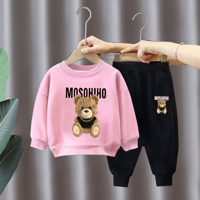 Children's Clothing Autumn Winter Colorful Boys Girls 2Pc Kids Clothes Boys Cartoon Print Thickened Sports Kids Clothes Boys