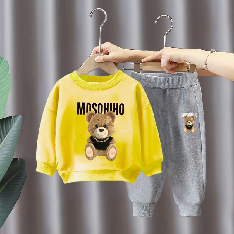 Children's Clothing Autumn Winter Colorful Boys Girls 2Pc Kids Clothes Boys Cartoon Print Thickened Sports Kids Clothes Boys
