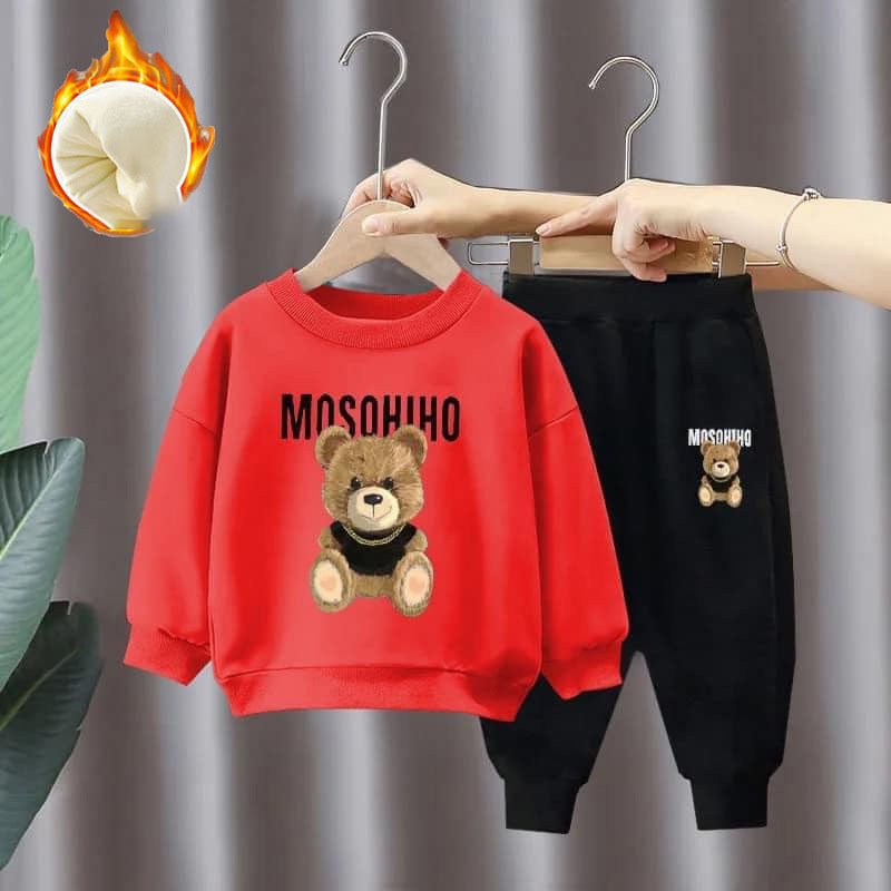 Children's Clothing Autumn Winter Colorful Boys Girls 2Pc Kids Clothes Boys Cartoon Print Thickened Sports Kids Clothes Boys