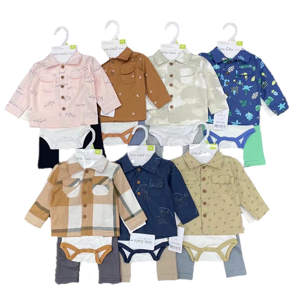 Winter Newborn Baby Boy Long Sleeve Clothing Set Cotton Hot Sale Bodysuit+Shirt+Pants 3pcs Set