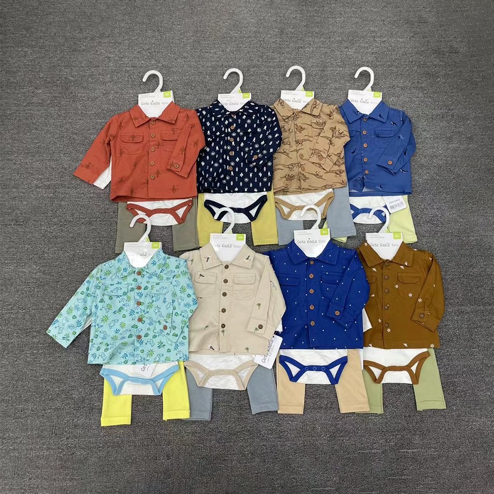 Winter Newborn Baby Boy Long Sleeve Clothing Set Cotton Hot Sale Bodysuit+Shirt+Pants 3pcs Set