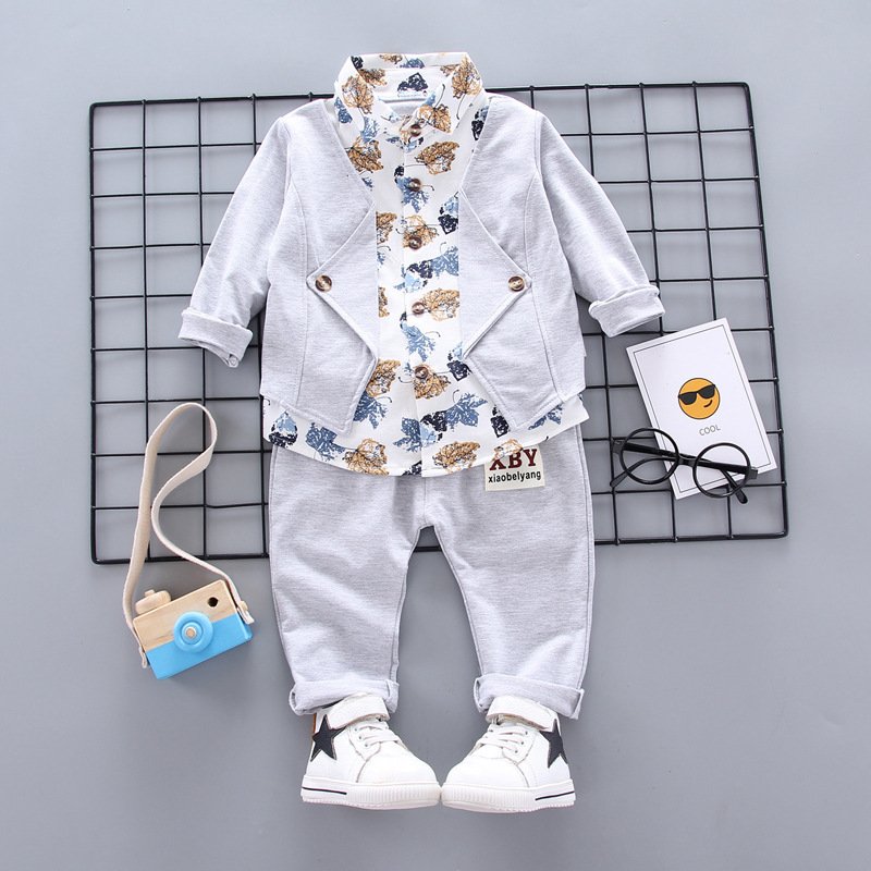 Boys' Suit 2023 New Spring and Autumn Fashion Casual Cotton Gentleman's Suit 1-4-year-old Children's Suit