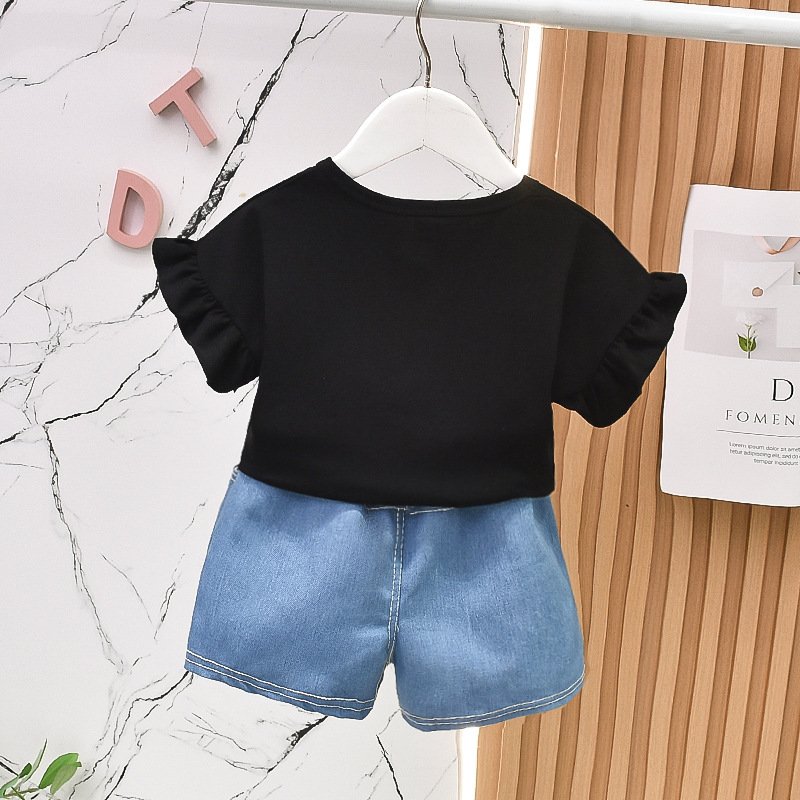 New summer cotton baby girls set little girls cotton short-sleeved two-piece set