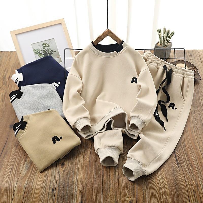 Boy Clothing Set 2024-Casual Style Clothing Set New Arrival K-style Two-Piece Sweatshirt and Sweatpants for Outings