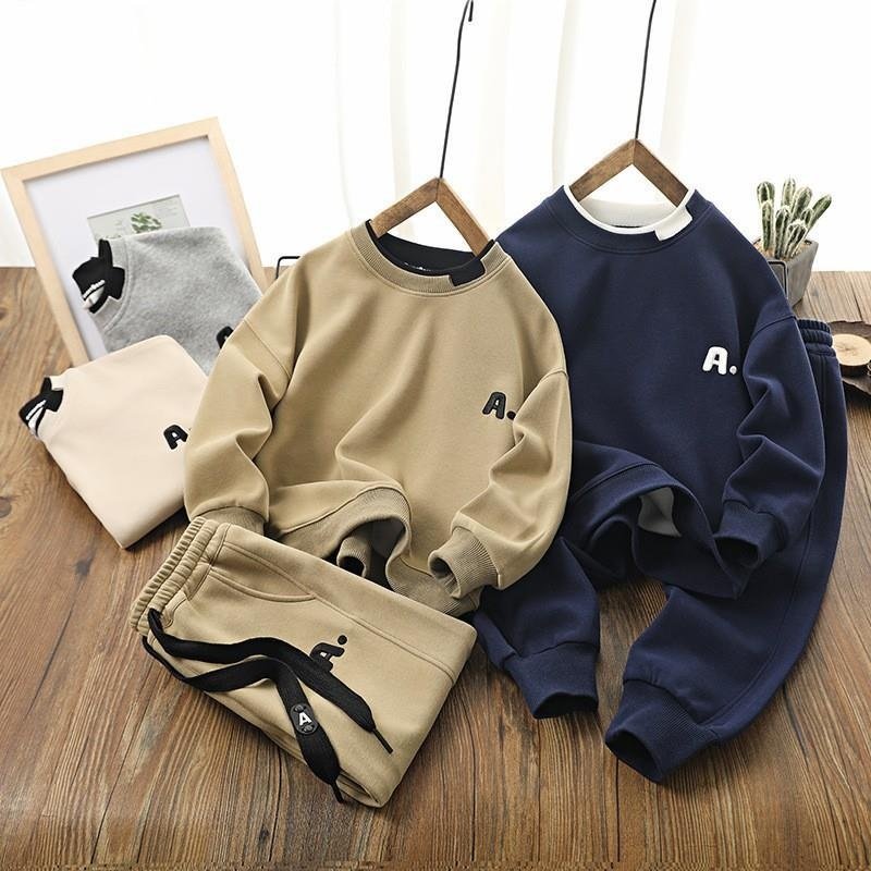 Boy Clothing Set 2024-Casual Style Clothing Set New Arrival K-style Two-Piece Sweatshirt and Sweatpants for Outings