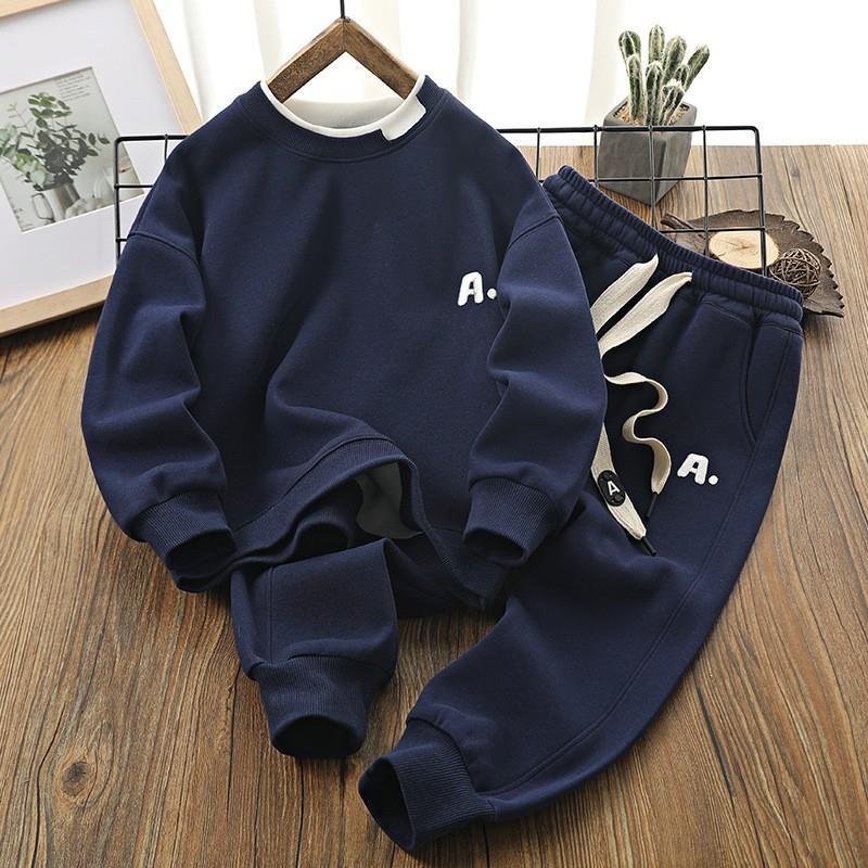 Boy Clothing Set 2024-Casual Style Clothing Set New Arrival K-style Two-Piece Sweatshirt and Sweatpants for Outings