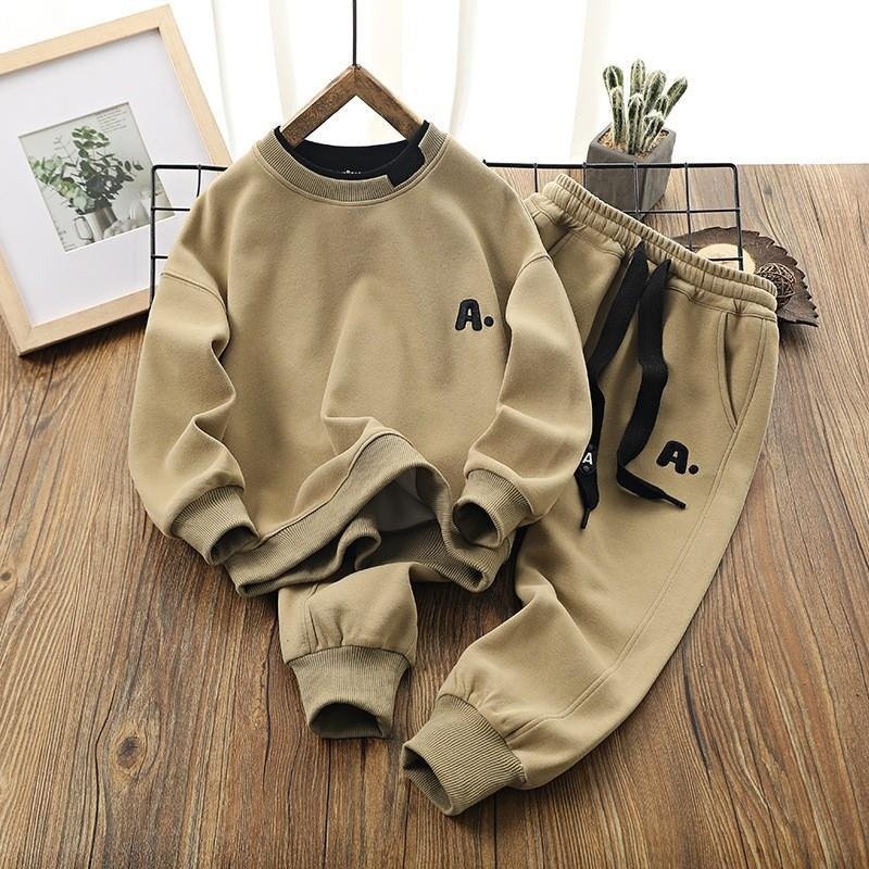 Boy Clothing Set 2024-Casual Style Clothing Set New Arrival K-style Two-Piece Sweatshirt and Sweatpants for Outings