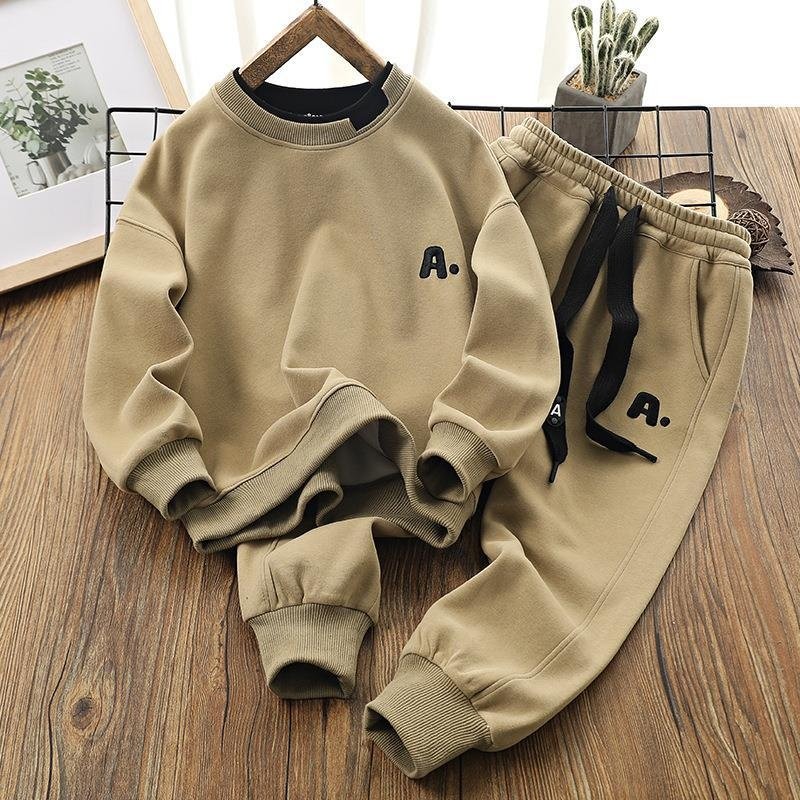 Boy Clothing Set 2024-Casual Style Clothing Set New Arrival K-style Two-Piece Sweatshirt and Sweatpants for Outings