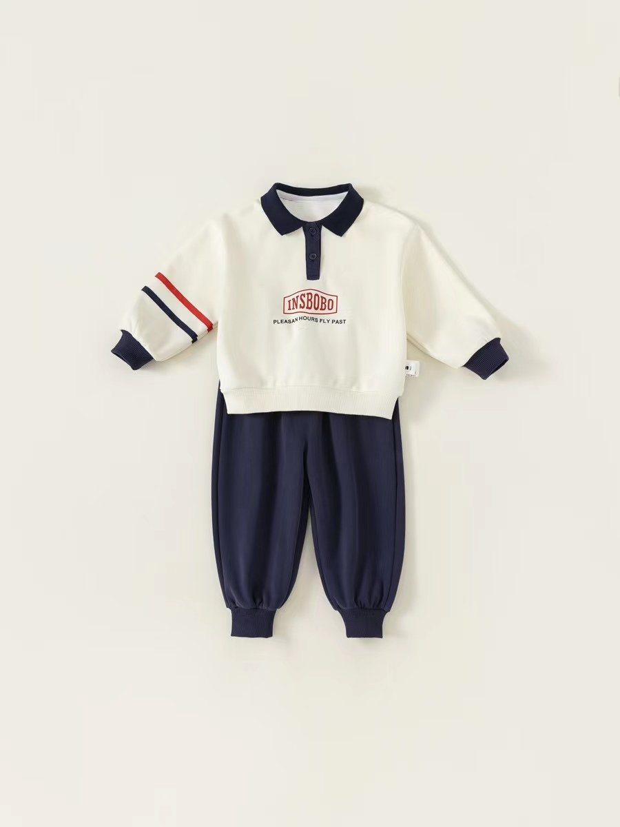 High Quality 100% cotton boys sport casual long sleeve outfits kids clothing sets for boys