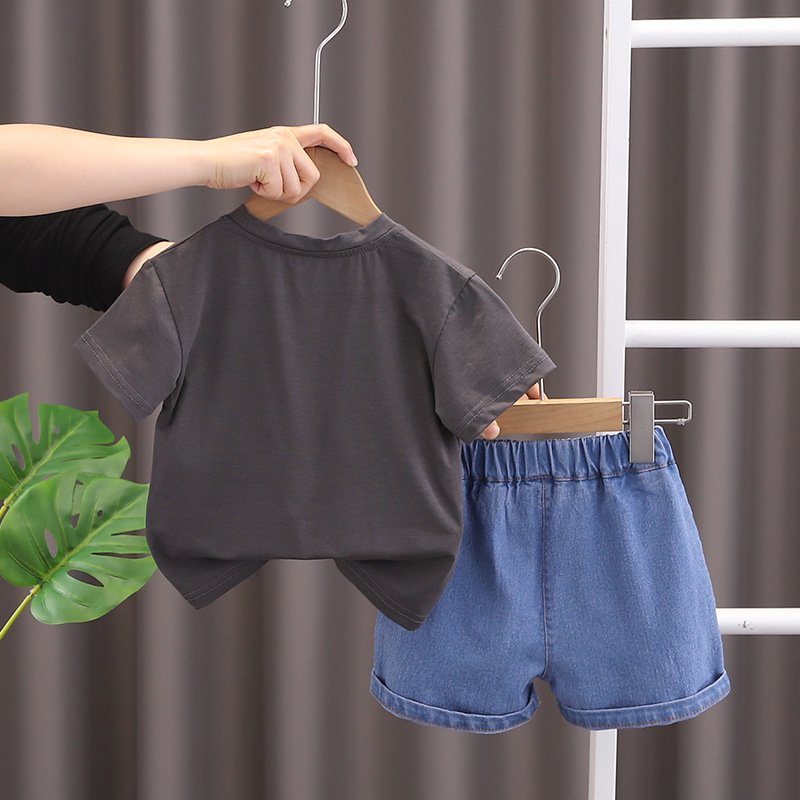 Cheap price summer t-shirt kids toddler matching outfit baby boy clothing sets 1 years