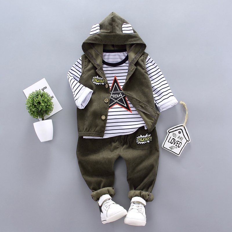 2024 Hot Selling Wholesale Autumn New Design Cheap Price from Factory Kids Clothes Children Spring 3Pcs Boy Clothing Set