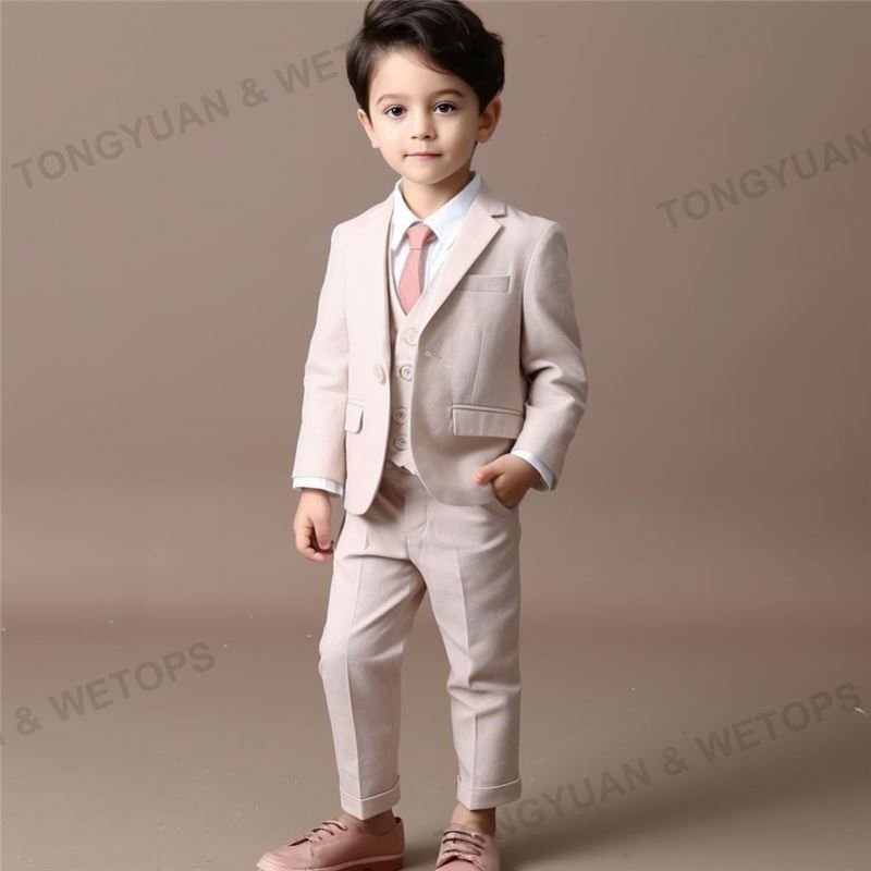 Custom Apparel Suits Baby Boy Costume Cotton Single Breasted Kids Blazers Boys Suits Set Formal Wedding Wear Children Clothing