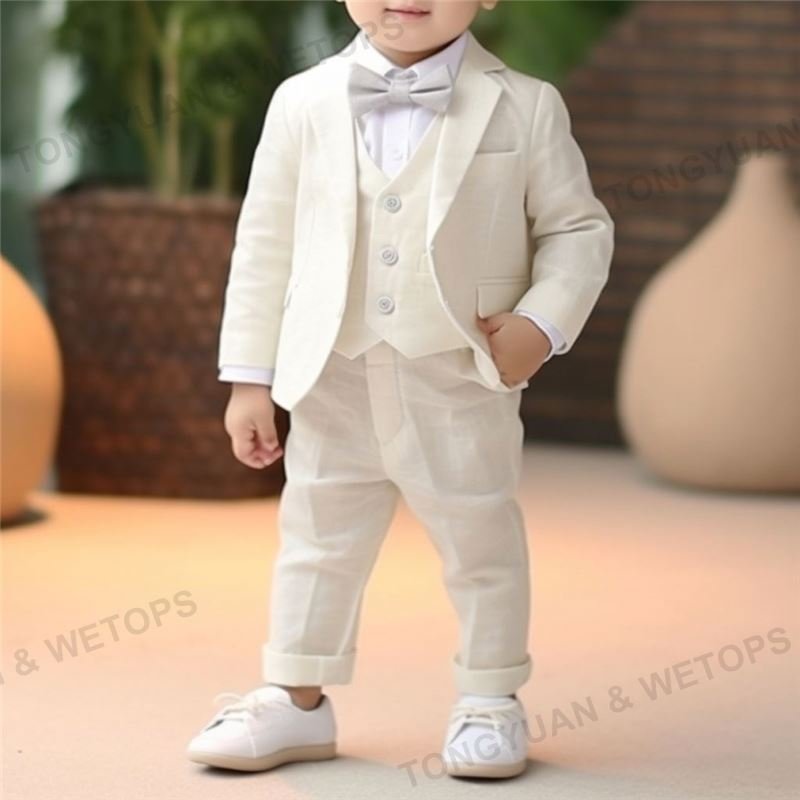 Custom Apparel Suits Baby Boy Costume Cotton Single Breasted Kids Blazers Boys Suits Set Formal Wedding Wear Children Clothing