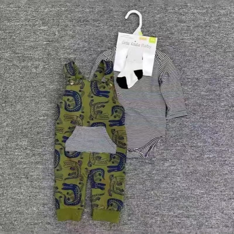 3 Piece Suit For Kids Pants + Romper + Socks Cotton Kids Clothing Sets For Boys 3 - 18m Wholesale Kids Clothing
