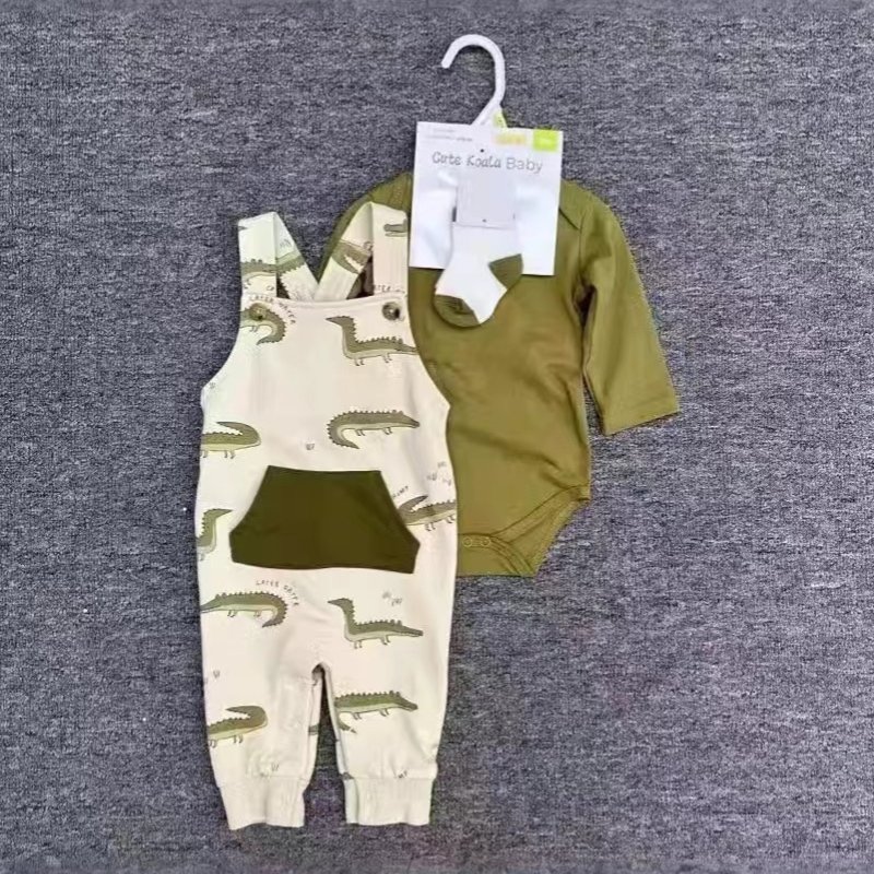 3 Piece Suit For Kids Pants + Romper + Socks Cotton Kids Clothing Sets For Boys 3 - 18m Wholesale Kids Clothing