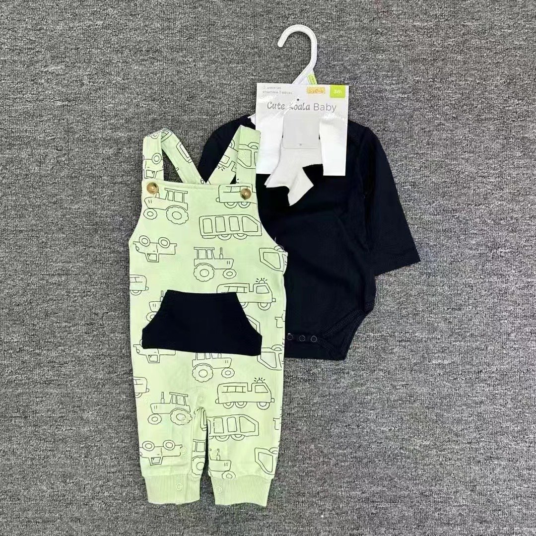 3 Piece Suit For Kids Pants + Romper + Socks Cotton Kids Clothing Sets For Boys 3 - 18m Wholesale Kids Clothing