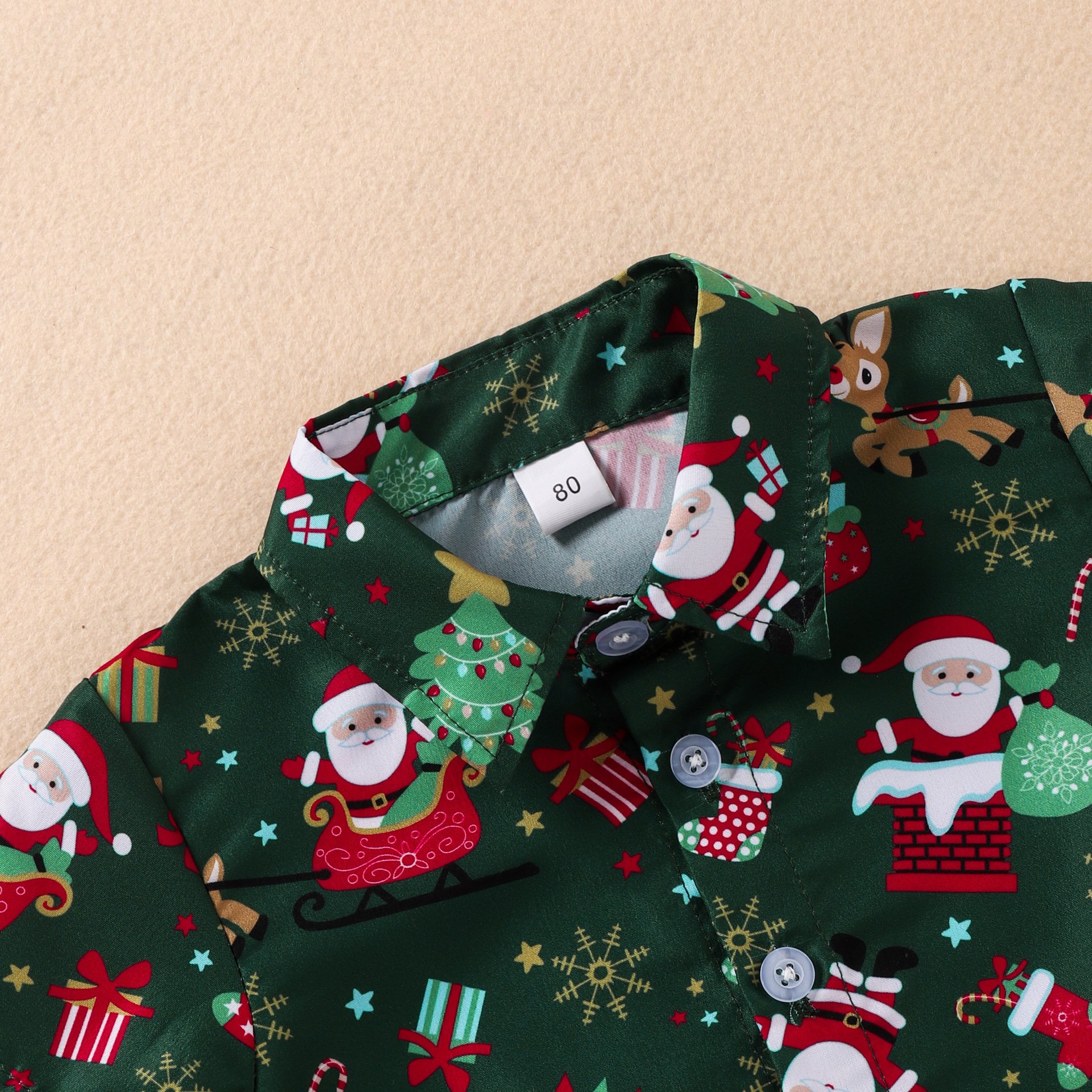Europe And America Christmas Baby Boys Clothing Sets Printed Lapel Short Sleeve Shirt Shorts Summer Clothing sets