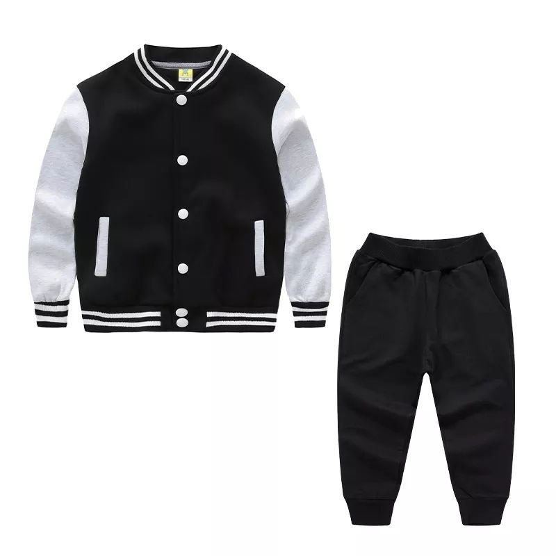 Conyson Outdoor Custom Logo Wholesale Kids Baseball Jacket Jogging Leather Sleeves Letterman Suit
