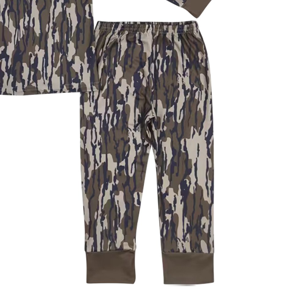 BLP0707 Modal Army Green Camo Cotton Crew Neck Long Sleeve Pants Pajamas Set Casual Western Style with Animal Pattern
