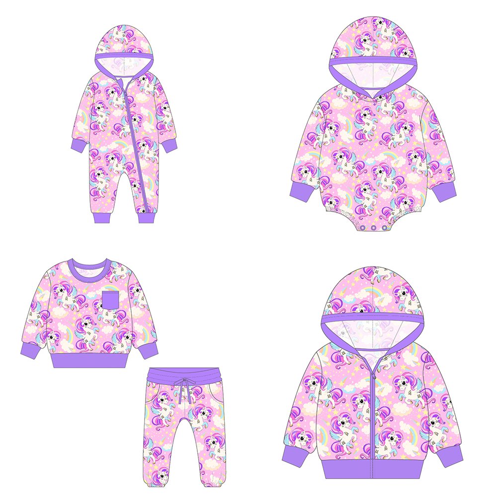 2024 Customized Fall Winter Children Clothes Sweatshirt Jogger Set Casual Girls Clothing Sets