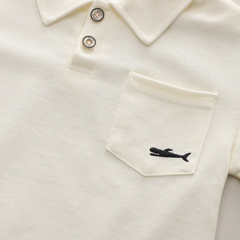 Casual Clothes For Kids Solid Color Minimalist Style Boys Suit Set Little Shark Embroidery Children's White T-Shirt