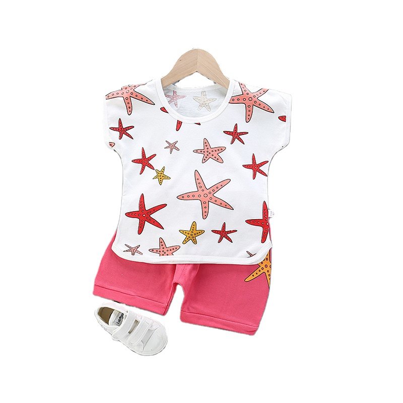 Summer Children Clothing Sets Pure Cotton Cartoon Kids Short Sleeve T Shirt and Pants Baby Pajamas Suits for Girls and Boys