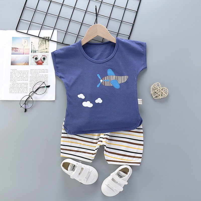 Summer Children Clothing Sets Pure Cotton Cartoon Kids Short Sleeve T Shirt and Pants Baby Pajamas Suits for Girls and Boys