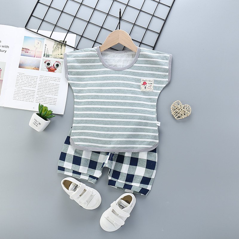 Summer Children Clothing Sets Pure Cotton Cartoon Kids Short Sleeve T Shirt and Pants Baby Pajamas Suits for Girls and Boys