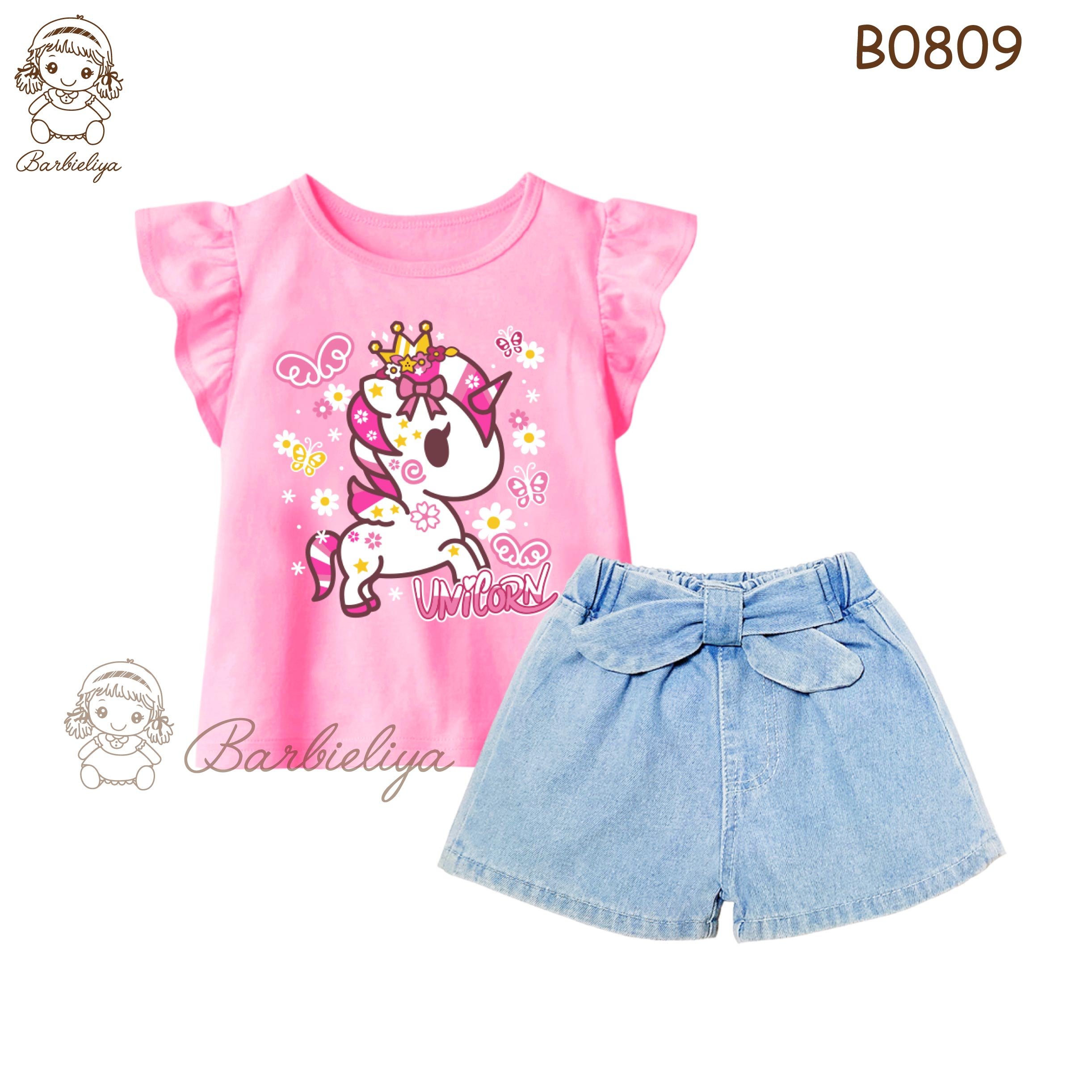 Barbieliya Girls 2 pieces top and pant denim set