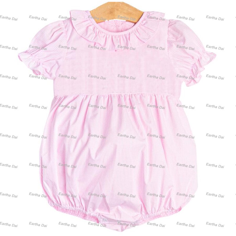 wholesale summer seersucker jon jon romper Easter ruffle two pieces shorts sets baby girls clothes sets