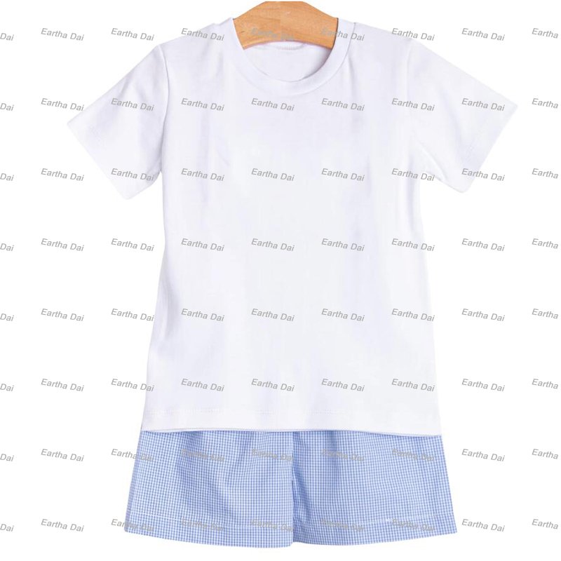 wholesale summer seersucker jon jon romper Easter ruffle two pieces shorts sets baby girls clothes sets