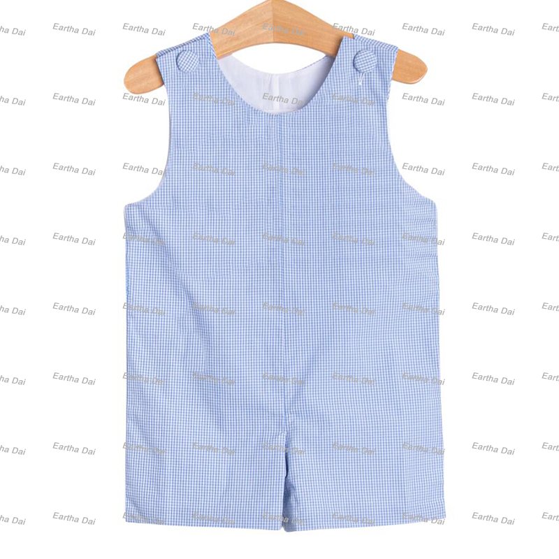 wholesale summer seersucker jon jon romper Easter ruffle two pieces shorts sets baby girls clothes sets