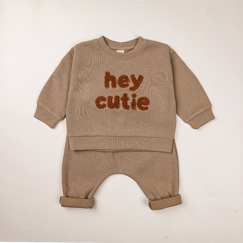 Spring Autumn Newborn Infant Toddler Clothes Cotton Letter Top Pants Baby Boys 2 Pieces Set