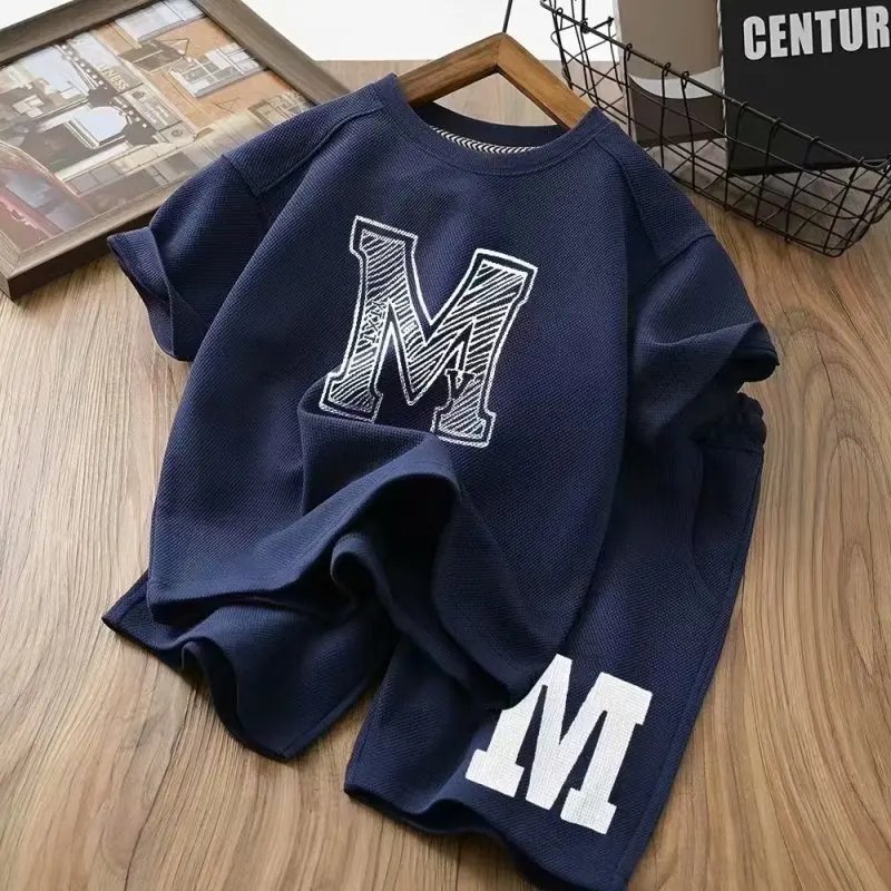 Conyson Kids Summer Boys Clothing Set Letter T-shirt + Shorts 2Pcs Suit For Kids Girls Casual Children Outfit 2024 New clothes