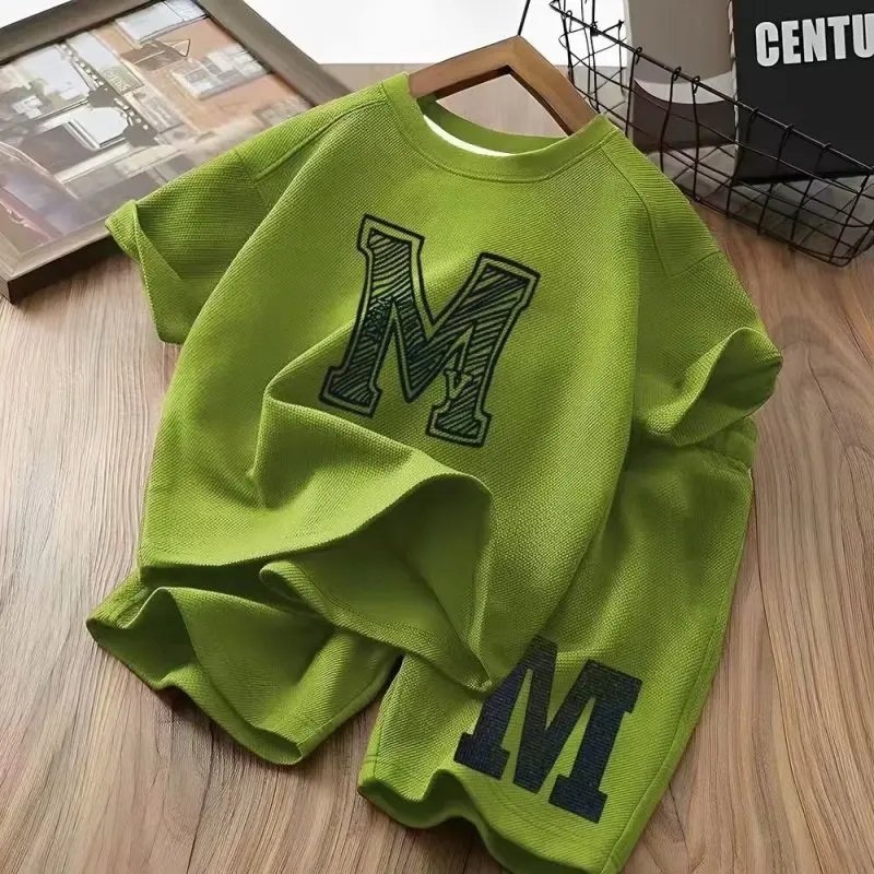 Conyson Kids Summer Boys Clothing Set Letter T-shirt + Shorts 2Pcs Suit For Kids Girls Casual Children Outfit 2024 New clothes