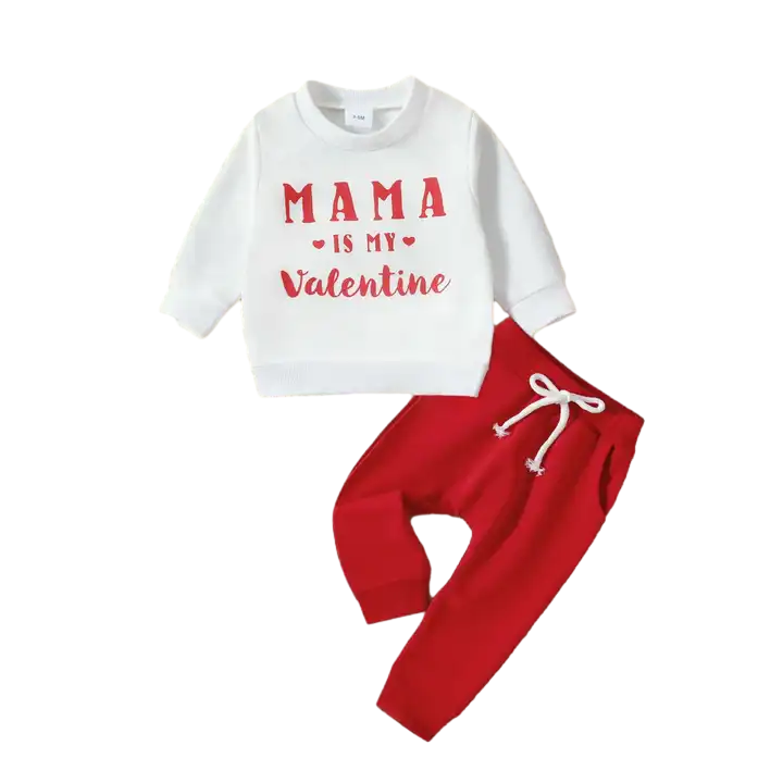 2023 Valentine's Day New Arrivals Toddler Boys Clothing Sets Sweatshirt Trousers 2 Pieces Letter Printed Kids Clothing Sets