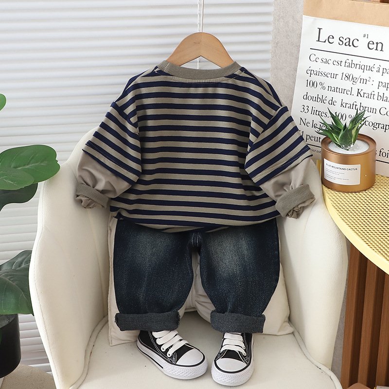 Baby Garment Designer Tracksuits Oversized Sweatshirt Suits Kids Jeans Set Boy Casual Outfit Denim Pants Clothing Sets Children