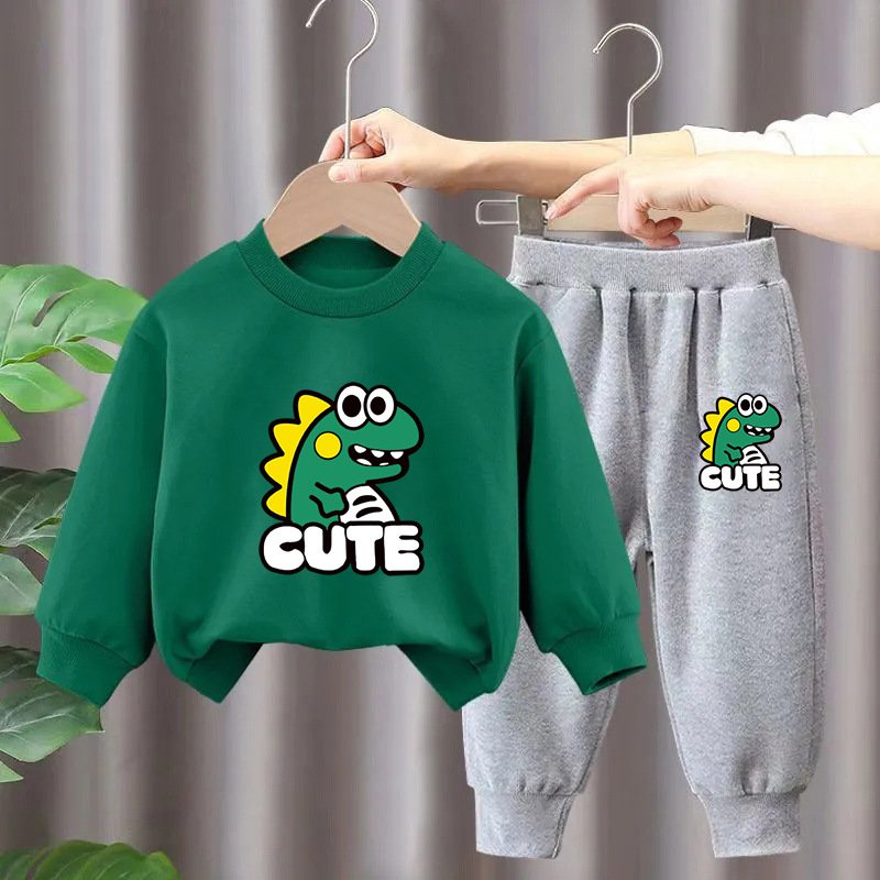 Boys Clothing Set round collar Sport Sweatshirt Kids' Autumn & Spring Fashionable Suit Vintage Style Two-Piece set