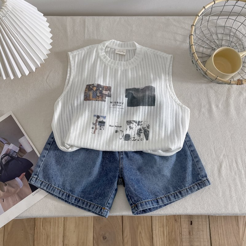 Summer Printed Casual Girls Boys clothes Outfits children 2Pcs sleeveless tank tops shorts Suit Kids Boys clothing sets