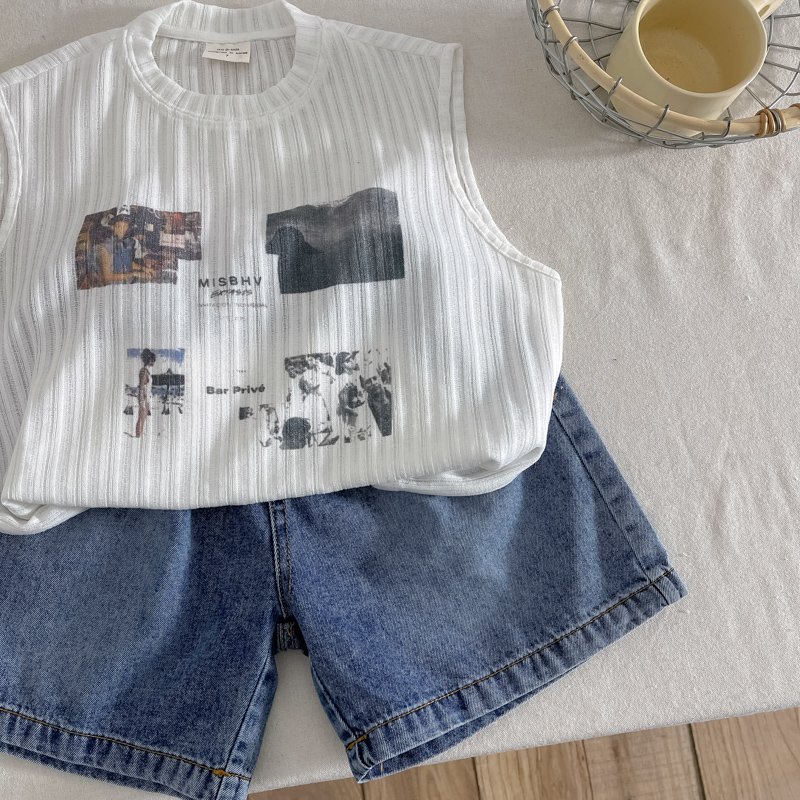 Summer Printed Casual Girls Boys clothes Outfits children 2Pcs sleeveless tank tops shorts Suit Kids Boys clothing sets