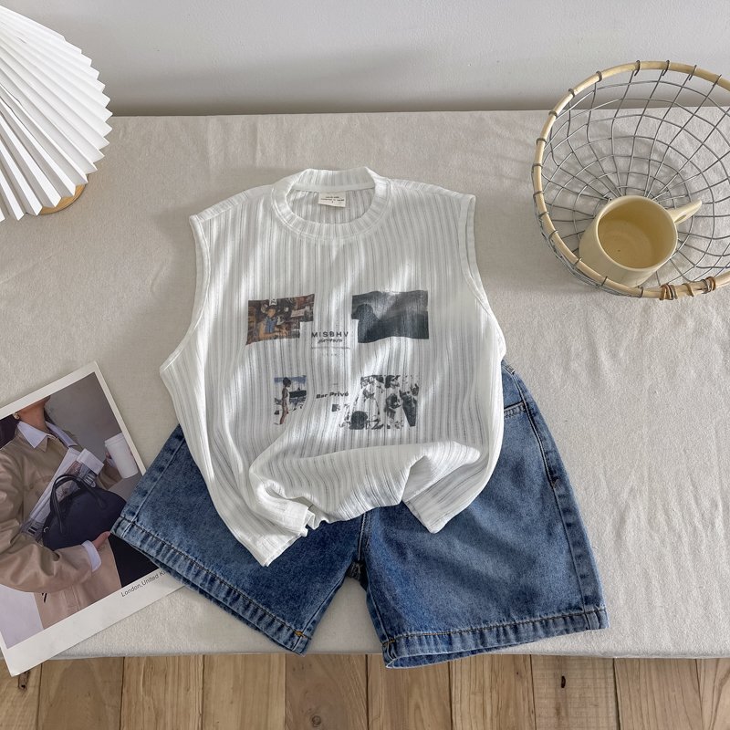 Summer Printed Casual Girls Boys clothes Outfits children 2Pcs sleeveless tank tops shorts Suit Kids Boys clothing sets