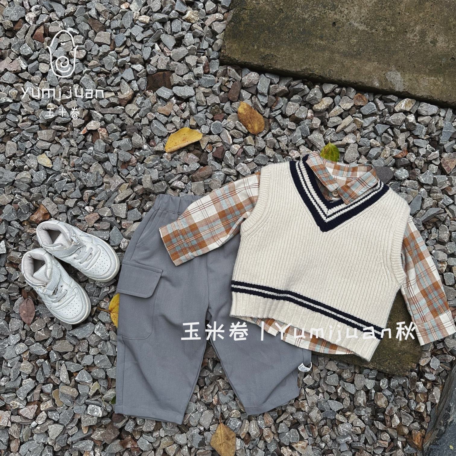 China Supplier Toddler Boys Kids School Style Sweater Vest Shirt Pants 3 Pcs Set Baby new born baby clothes Clothing Set