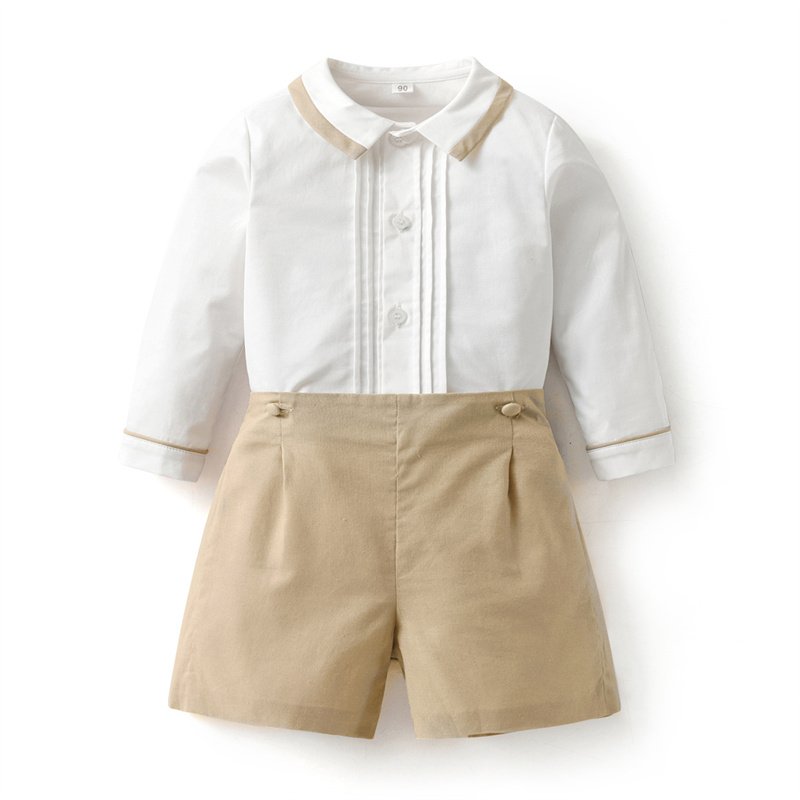 Summer Spanish Kids Formal Shirt Shorts Children Boutique Clothes Suits With Button 2 Piece Toddler Baby Boys Clothing Set