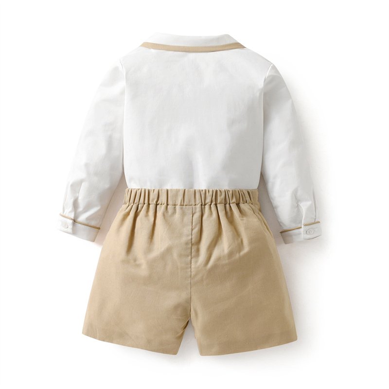 Summer Spanish Kids Formal Shirt Shorts Children Boutique Clothes Suits With Button 2 Piece Toddler Baby Boys Clothing Set