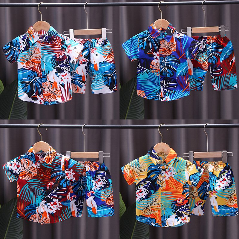 Wholesale Summer Toddler Boys Cotton Clothing Sets Short Sleeve Tee and Shorts
