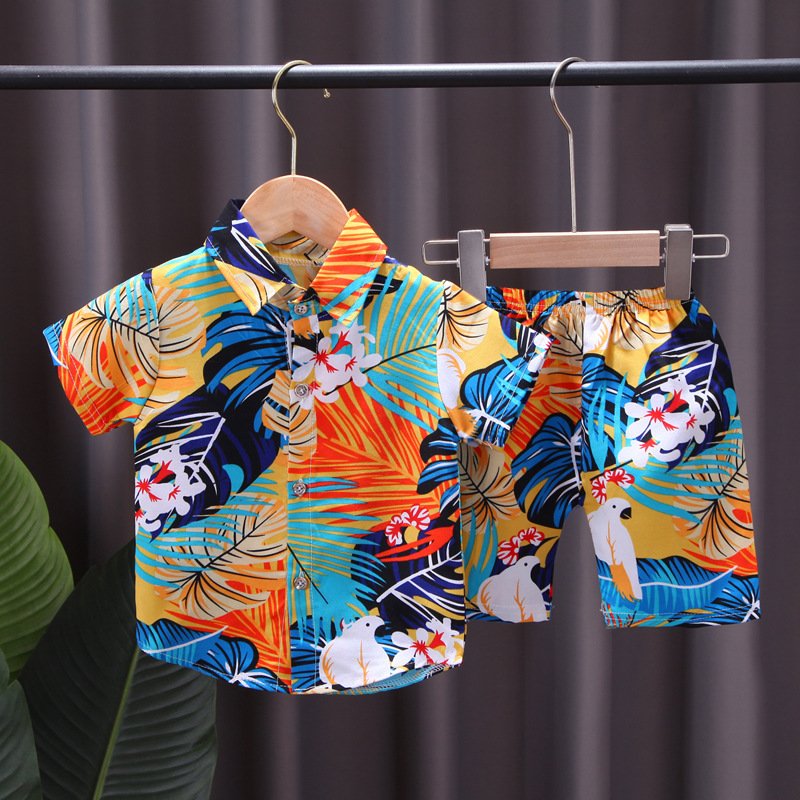 Wholesale Summer Toddler Boys Cotton Clothing Sets Short Sleeve Tee and Shorts