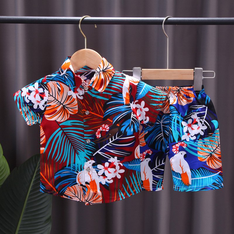 Wholesale Summer Toddler Boys Cotton Clothing Sets Short Sleeve Tee and Shorts